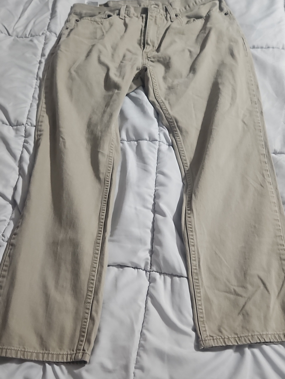 Men's Levi-Straus 36/32 Khaki Straight-Leg Pants - Neutral Beige